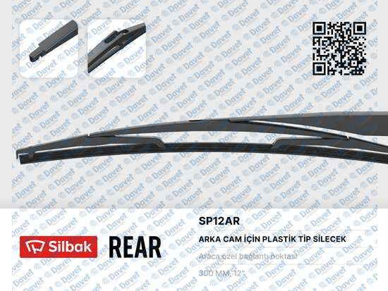 SILBAK SP12AR Silecek Supurgesi Arka Plastik Tip 300mm Duster-Punto Iii-Grande Punto-C-Max-Civic-Juke-Micra-Venga-